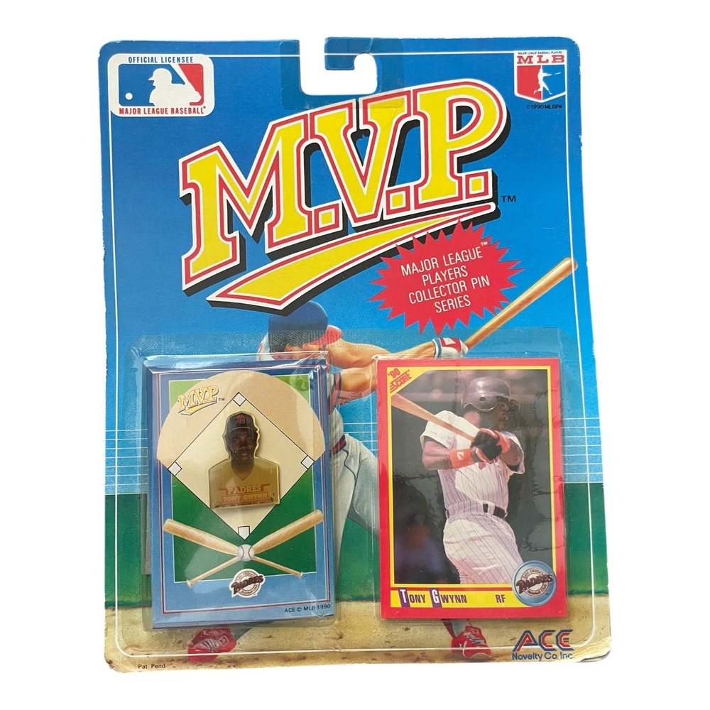 1990 MVP Ace Novelty Tony Gwynn Padres Collector Pin & Card Set MLB Vintage